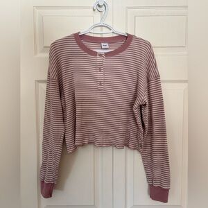 Tna Striped Boxy Crop Henley